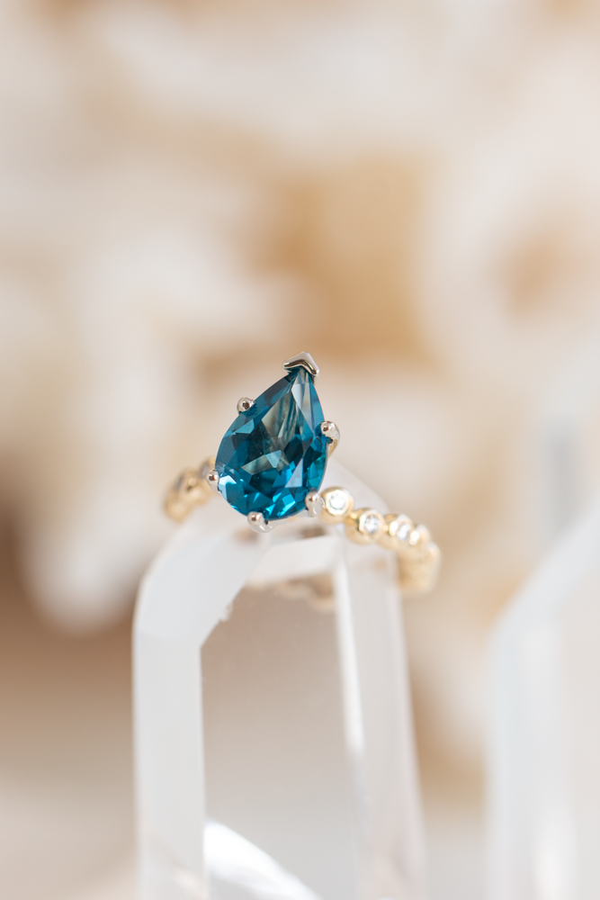 London Blue Topaz Caviar Ring