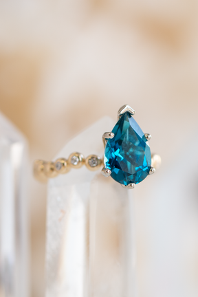 London Blue Topaz Caviar Ring