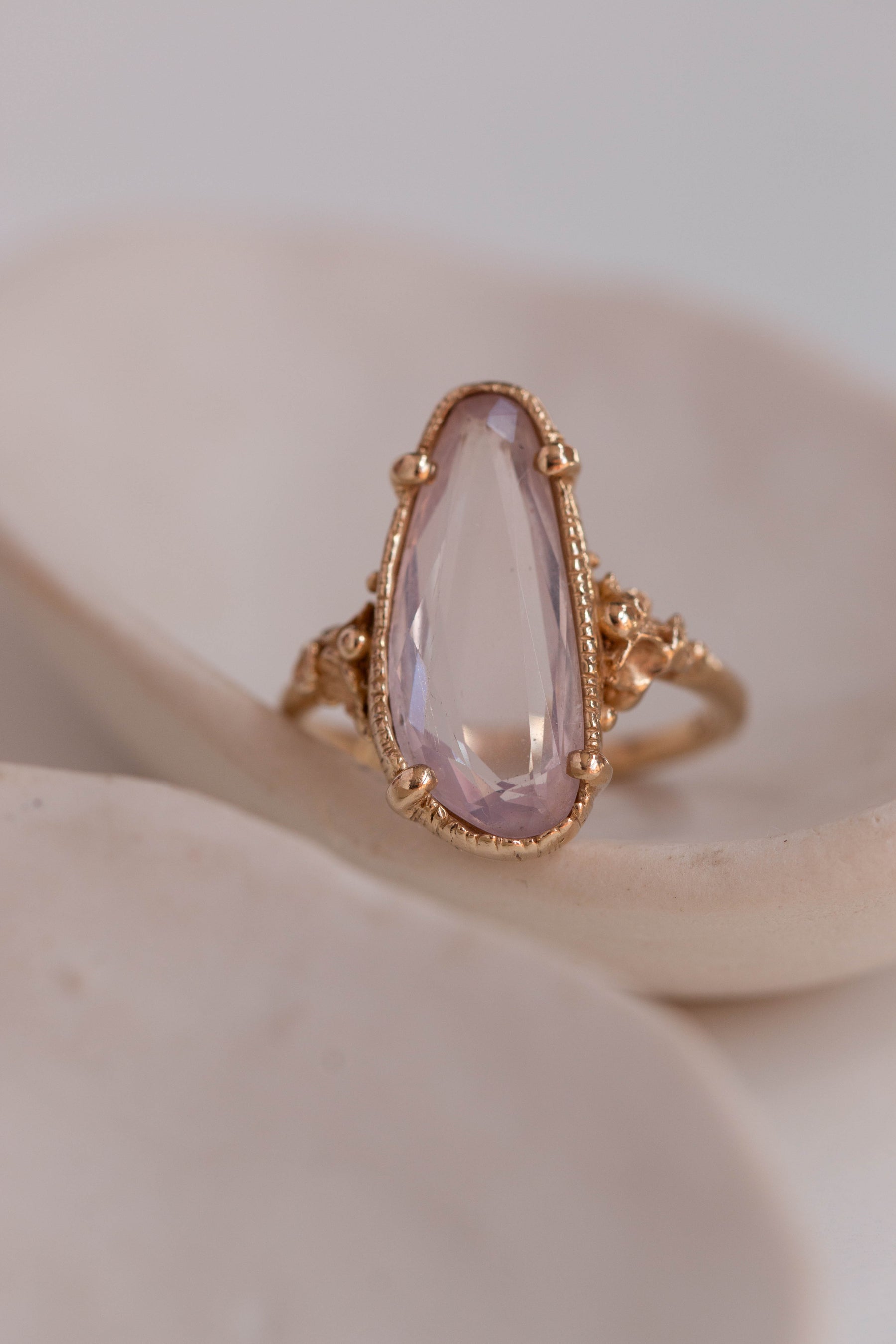 Custom Design ~ Rose Quartz Barnacle Accent Ring