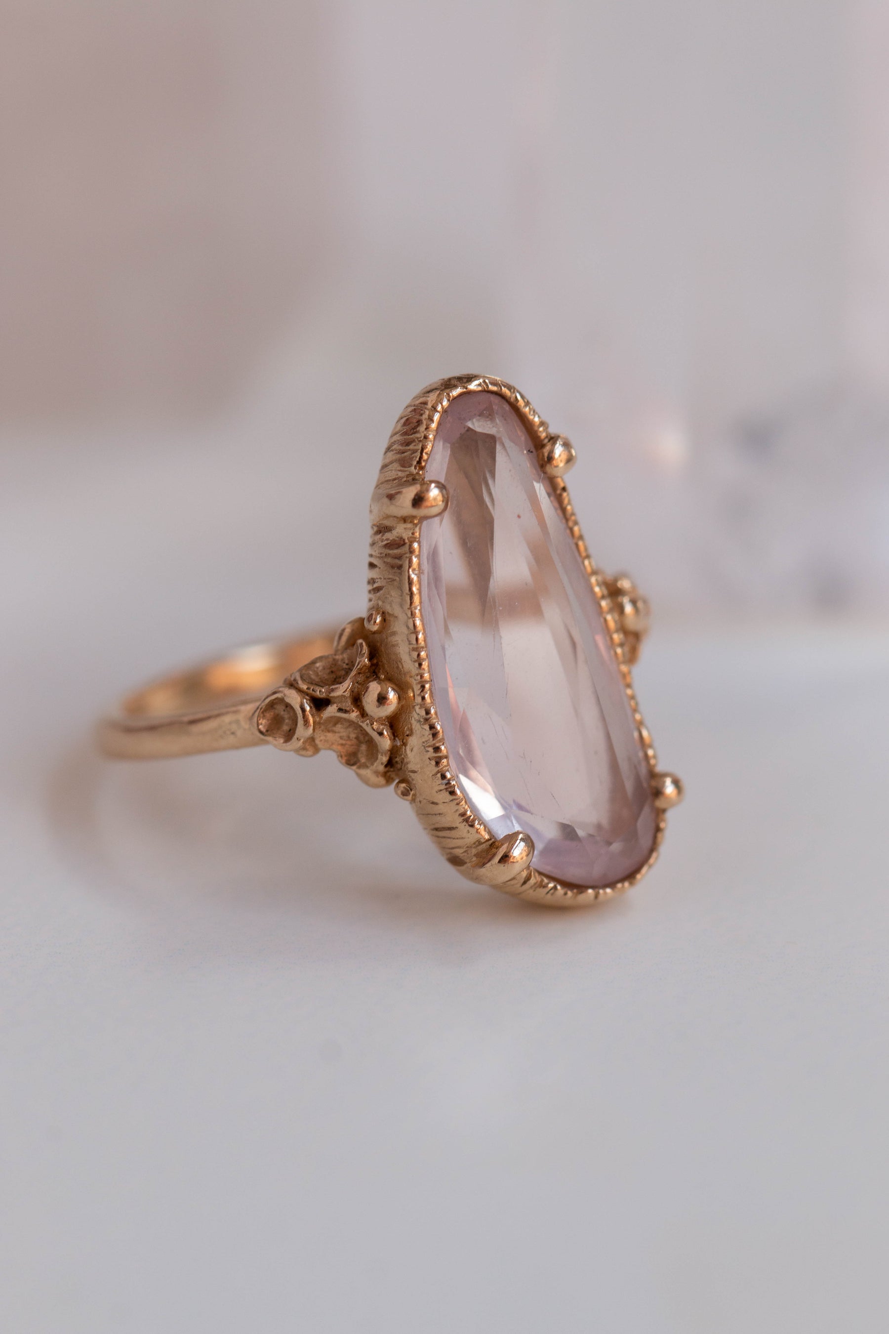 Custom Design ~ Rose Quartz Barnacle Accent Ring