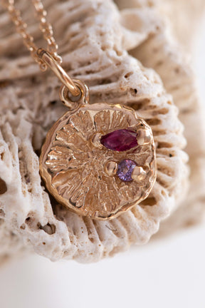 Custom Design ~ Floating Gem Coral Textured Pendant