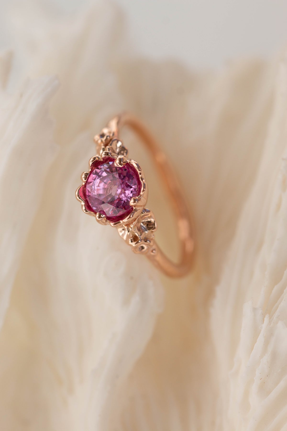 Custom Design ~ Pink Sapphire Barnacle Engagement Ring