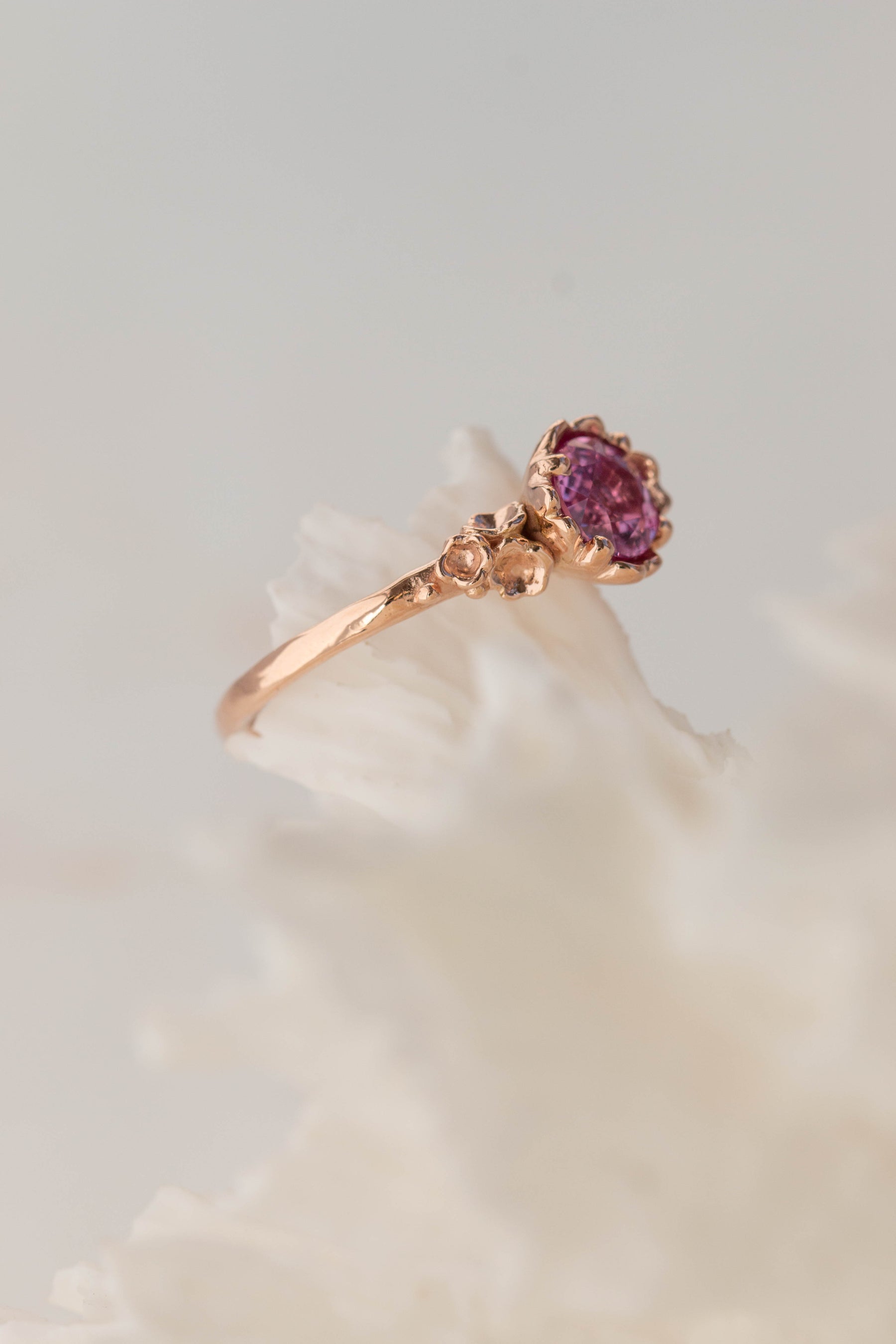 Custom Design ~ Pink Sapphire Barnacle Engagement Ring